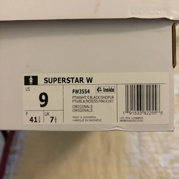 Adidas Superstar White and Black Shell Toe Purple Shock Women's Sneakers SZ9 - Picture 6 of 6